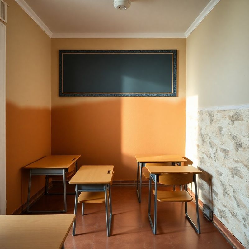Interijer male privatne učionice u Šibeniku s plavim akcentima i kamenim detaljima